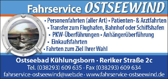 Taxi Fahrservice Ostseewind in Kühlungsborn Ostseebad - Logo