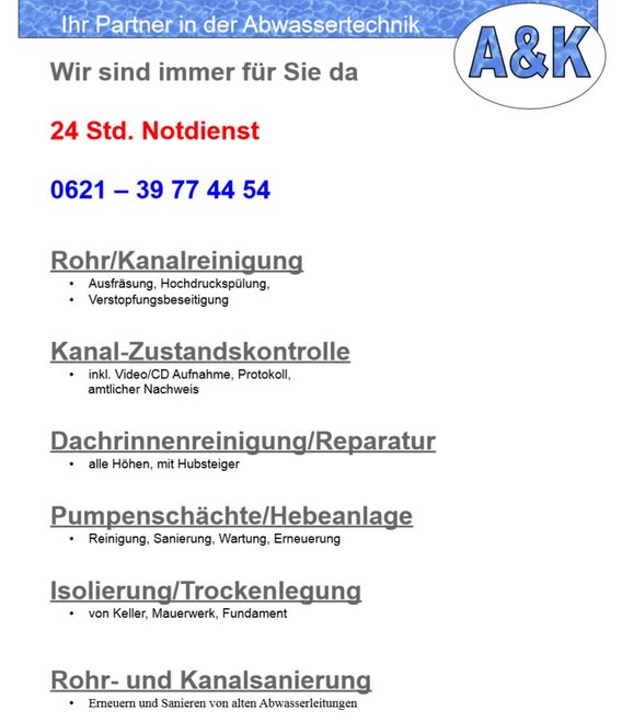 A & K Abwassertechnik in Mannheim - Logo