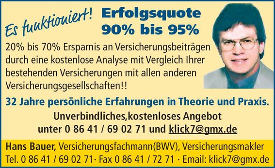 Hans Bauer Versicherungsmakler,Versicherungsfachmann(BWV) in Unterwössen - Logo