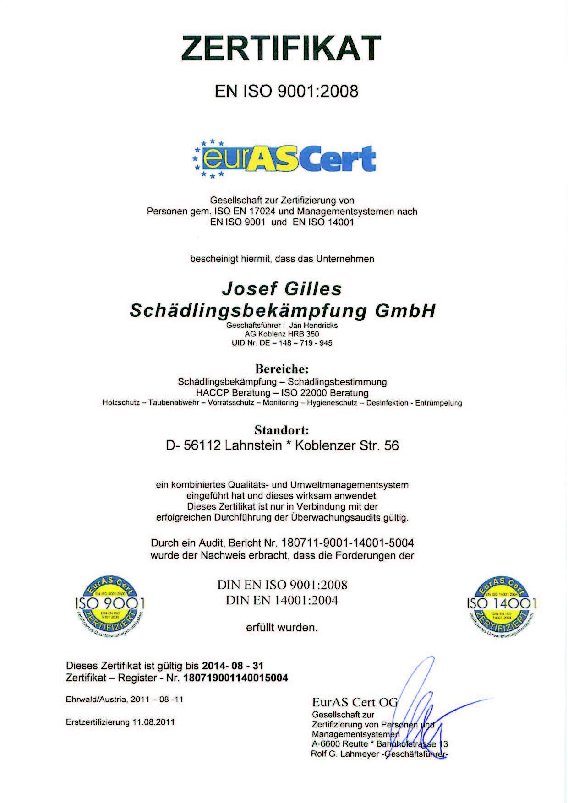 Josef Gilles Schädlingsbekämpfung GmbH in Lahnstein - Logo